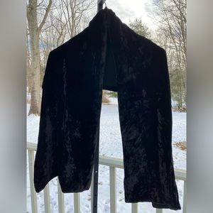 Reversible black velvet and silky scarf - unisex styling.